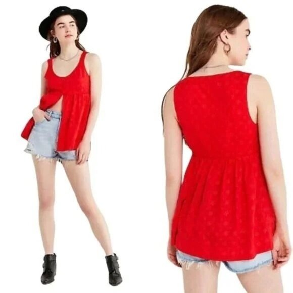 Urban Outfitters Embroidered Red Blouse - Picture 1 of 6
